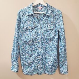 Lilly Pulitzer - Subtle Fish Print Design Blouse - Size 6